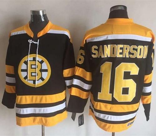 Bruins #16 Derek Sanderson Black/Yellow CCM Throwback New Stitched NHL Jersey - Click Image to Close